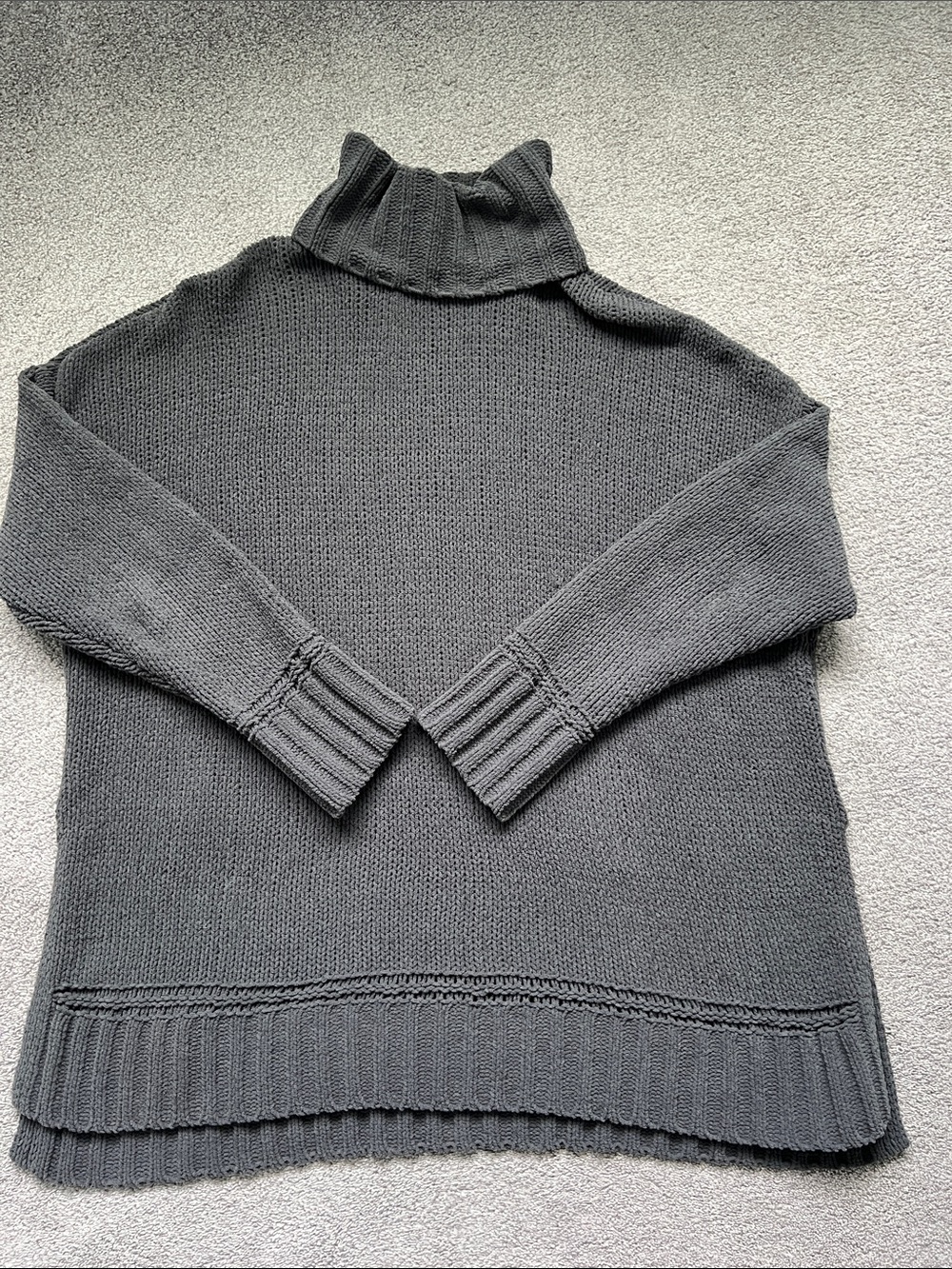 aerie Charcoal Gray Knit Turtleneck Sweater with side slits